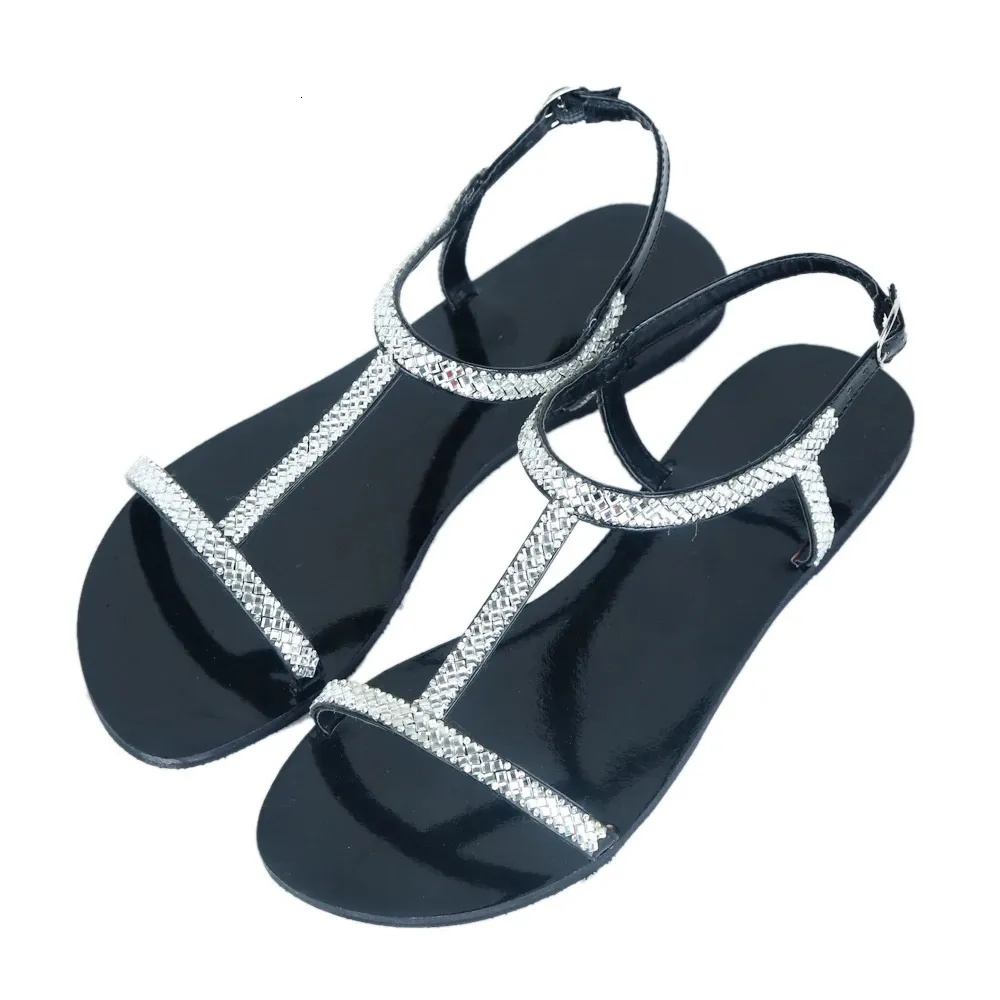 Sommer Frauen Beach Kristall Sandalen Lady Shining Diamant Peep Zehenschuhe Mujer Original Design Boho Slipper Plus Größe 240402