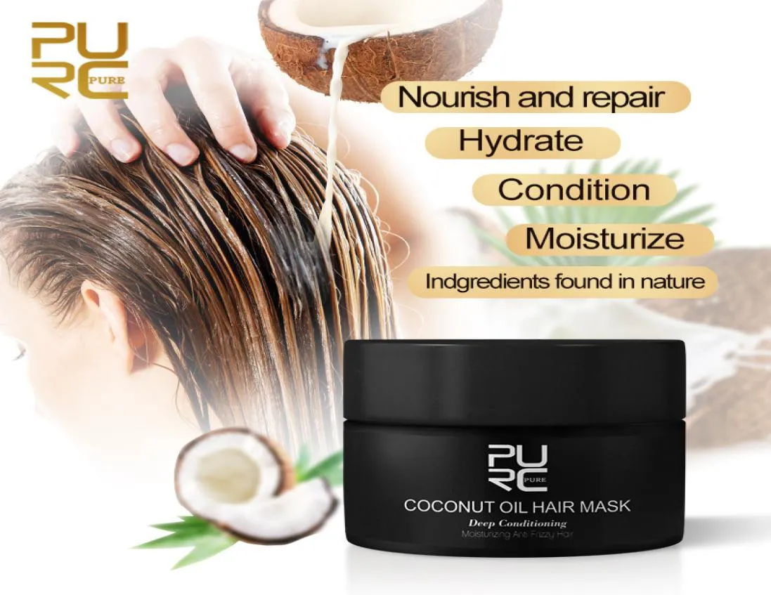 PURC 50 ml Kokosnussöl -Haarmaske kann Schäden reparieren, das glattes Haar oder alle Arten von Keratinbehandlung wiederherstellen 4562196