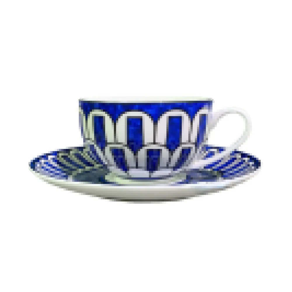 Designer -Tassen und Untertassen Set Klein Blue Schöne Aussehen Paare Kaffeetasse Set Keramikblau -Druckbüro Wasserbecher Sets