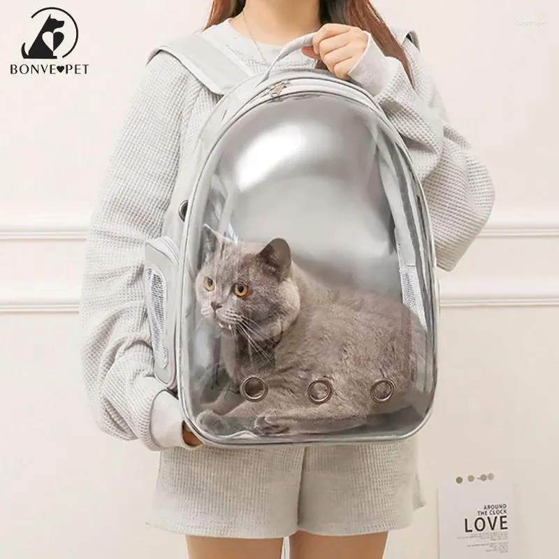 Transporteurs de chats transparents sac à dos respirant pour animaux de compagnie pour le sac de chats oxford tissu outdor sacs accessoires 10 couleurs