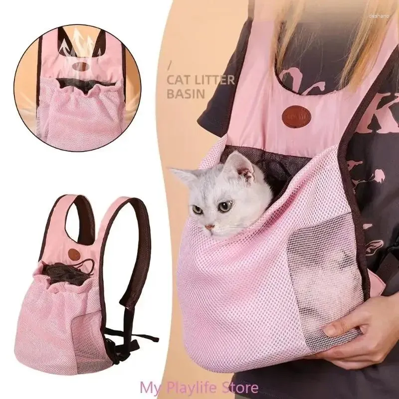 Cat Carriers Pet Front Backpack Portable Breathable Foldable Bag Outgoing Travel With Drawstring Supplies