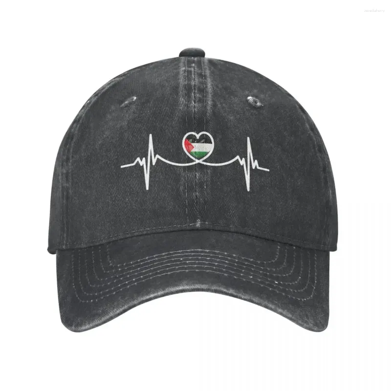 Bola de bolas Heart Beat Beat Palestina Béisbol Palestino Vintage Denim angustiado Snapback Sapback Unisex Autorable ajustable Capilla ajustable