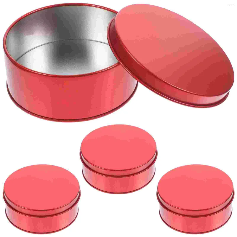 Storage Bottles 4 Pcs Biscuit Box Candy Cookie Jar Metal Canister Christmas Tins Boxes Small