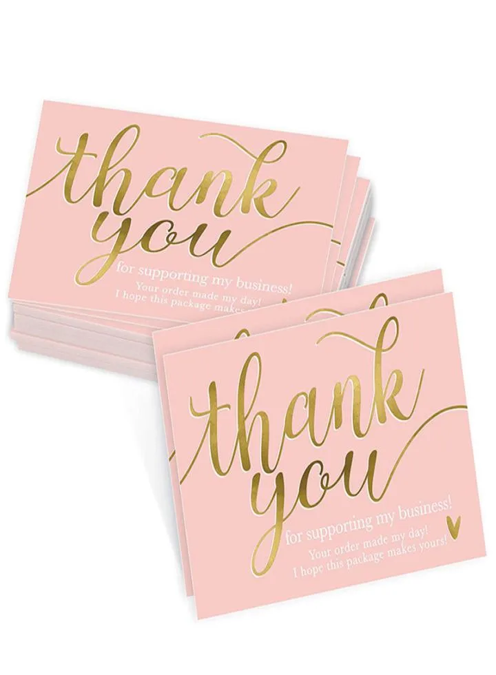 5090mm Pink Holiday Greeting Carting Stamping Thank You Card Tag de Natal Presente de Gifts6637405