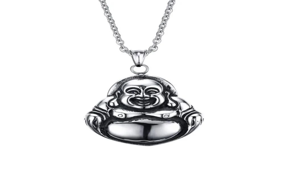 Personalisierte Herren Womens Edelstahl Hahaha Asian Maitreya Buddha Pendellöze Halskette Hochpolierte Freundschaft inspiriert Juwelrry9562566