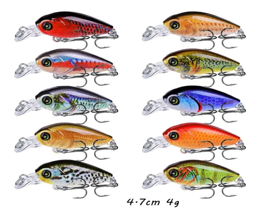 10 Color Mixed 47cm 4g Crank Fishing Hooks 10 Treble Hook Hard Baits Lures Pesca Tackle Accessories KL0025668685