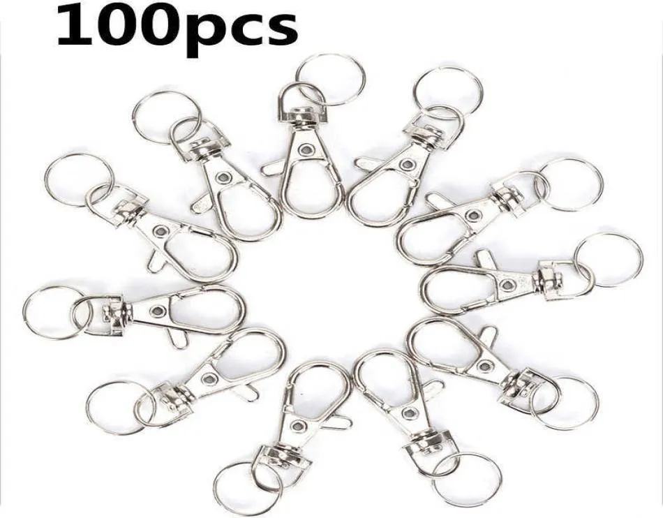 100pcslot Swivel Lobster Clasp Clips Key Hook Keychain Split Key Ring Findings Clasps for Keychains Making H09158379853