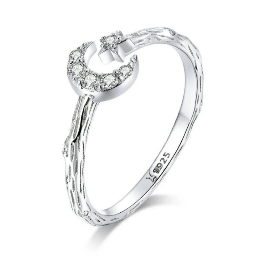 Fashion European Women 925 Sterling Silver Moon Star Open Finger Ring Girls Gifts73337915932487