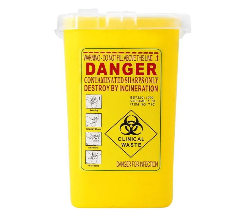 Tatouage Medical Plastic Sharps Container Biohazard Aichet Élimination de la taille 1L Taille Box pour les déchets infectieux Box Strangement6202058