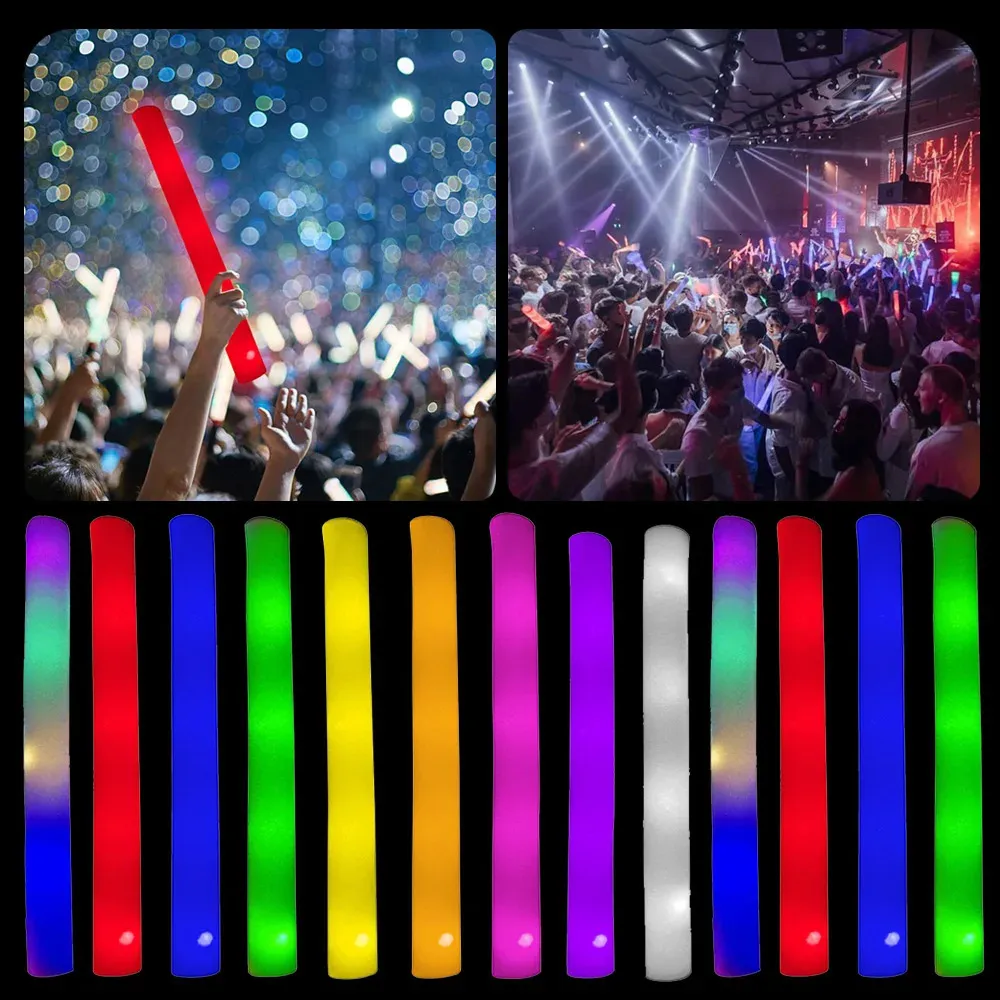 LED Glow Sticks RGB LED Cheer Sticks Light Up Cheer Tube Kleurrijk knipperende Luminous Wands Pool Wedding Party Supplies Gifs Gifts 240410