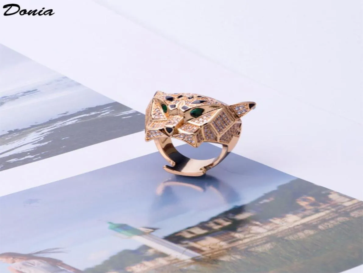 Donia Jewelry Luxury Ring Fashion Tiger Head Copper Inlaid Zircon EuropeanおよびAmerican Creative Female Designer Gift8790669