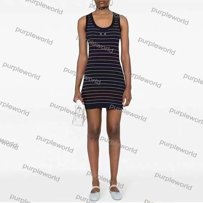 Designer Women Stripe Printing -jurken Casual mouwloze rokken vintage bodycon -jurk