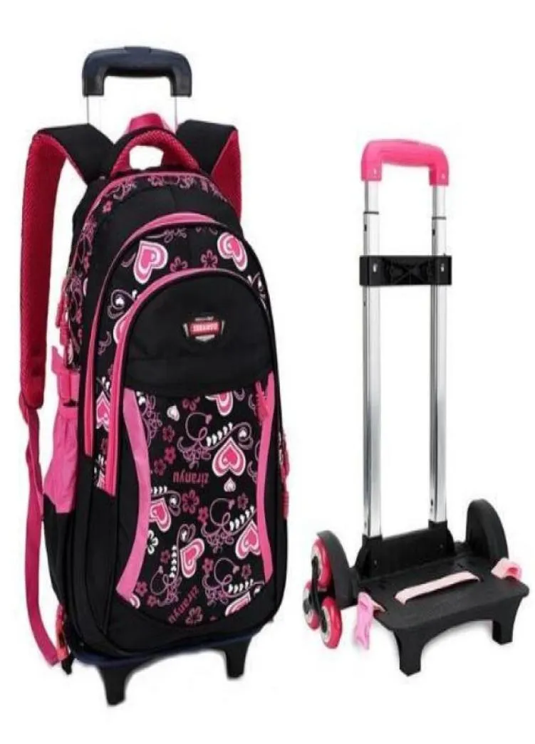 Kid039S Travel Rolling Luggage Bag School Trolley Backpack Girls Backpack on Wheels Girl039S Trolley School Wheeled Backpack5981455680711