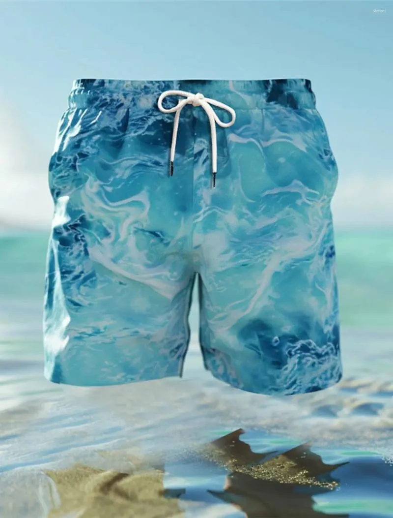 Shorts masculins 2024 Board Swim Trunks Imprimé Gradient de mer rapide Dry Short Holiday Beach Hawaiian Casual 4 Micro-élastique