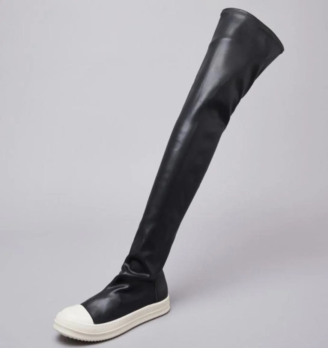 Women039s Over Knee Boots Soft Genuine Leather Black Sex Fashion Street Style Boot Female Flat Casual Shoes 102420D501145196