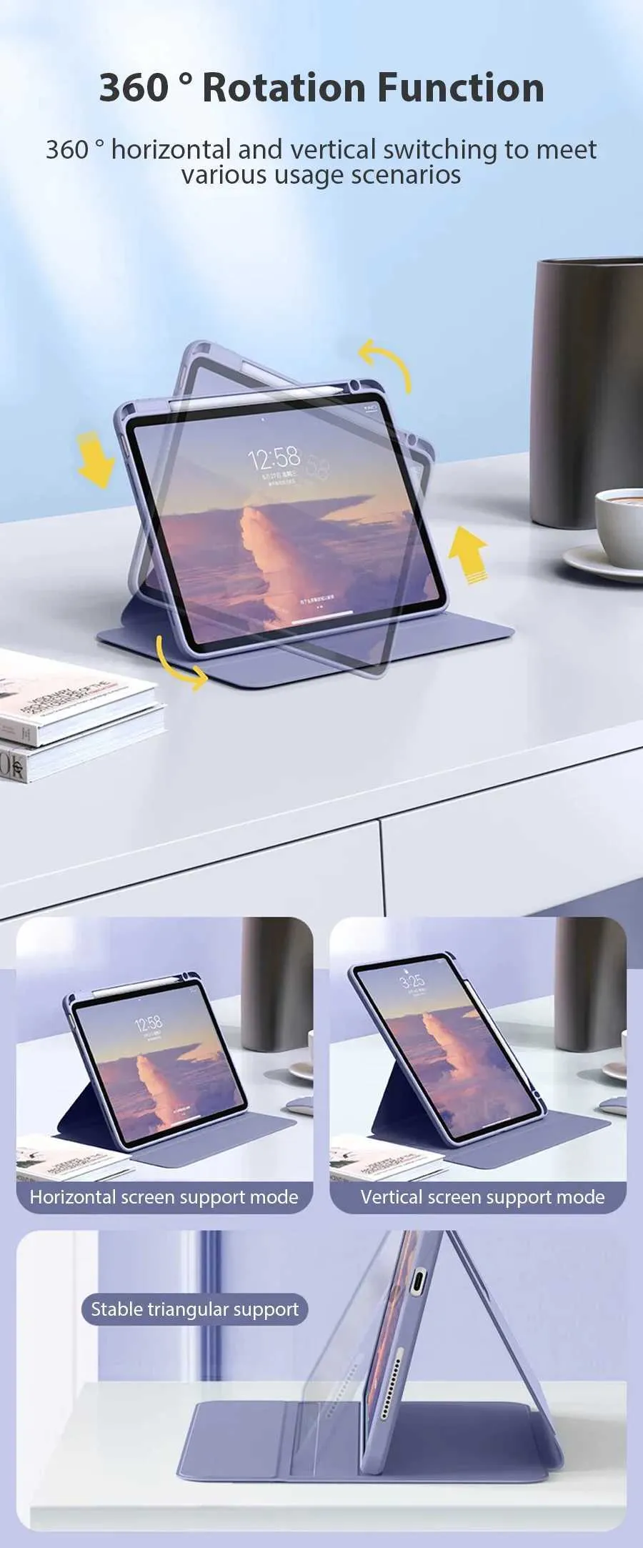 360° Rotating iPad Case - Protective Cover with Stand for iPad 10.9, 10 ...