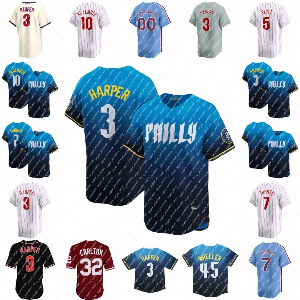 NDSU Bison Trea Turner Baseball Jersey Bryce 3 Harper Bryson Stott Kyle Schwarber J.T.Realmuto Alec Bohm Nick Castellanos Aaron Nola Zack Wheeler Brandon Marsh Ranger