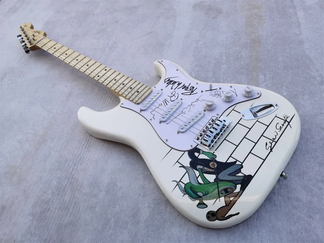 Kabry Fabryka kremowa biała gitara elektryczna 6string, klon szyi, chromowany sprzęt, naklejka elfowa, konfigurowalna, bezpłatna wysyłka