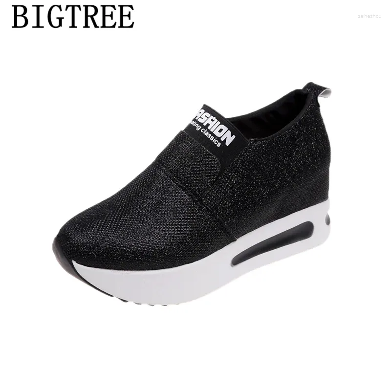 Casual Shoes Glitter Sneakers Black Women Woman Trainers Ladies Zapatillas Mujer Plataforma