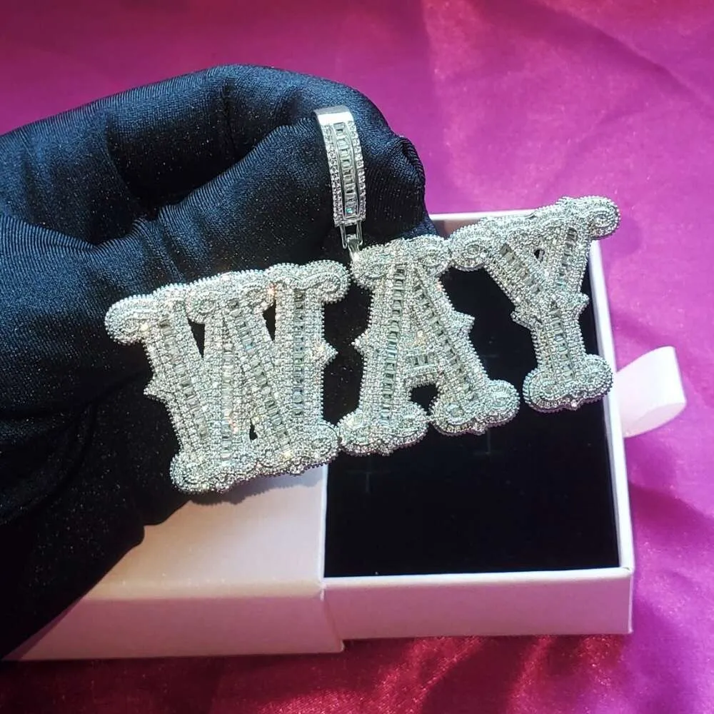 Fashion Hip Hop Pendant VVSMOISSANITE Diamond i par med 10 000 guldpläterade Sier -smycken Anpassad grossist