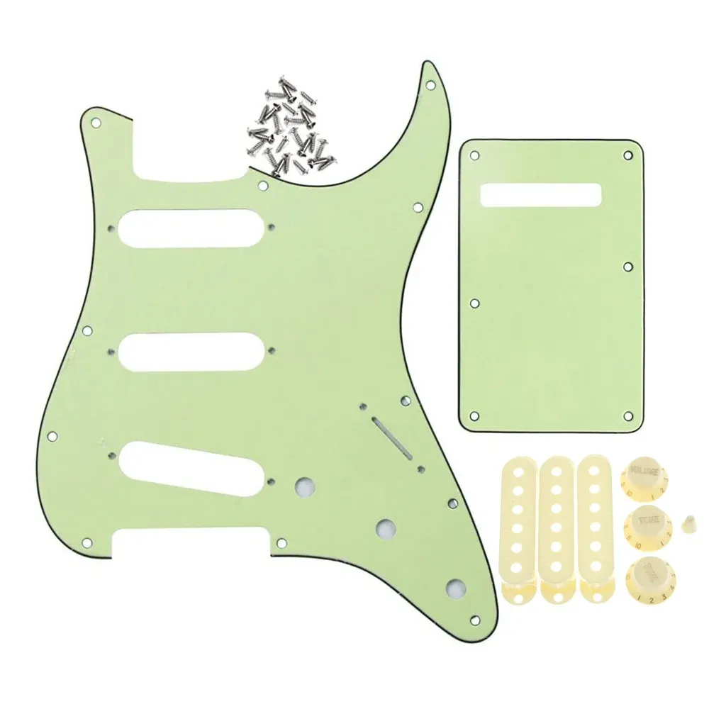 Guitar 11 Holles St Sss PickGuard Guitarguard Set Mint Green с выдержанными белыми обложками, ручками, выключательными гитарными аксессуарами гитары