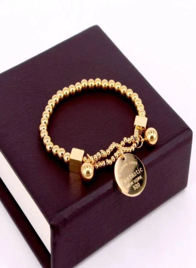Bracelet de perles à billes en acier inoxydable pour femmes Bracelet de brin de charme en cercle