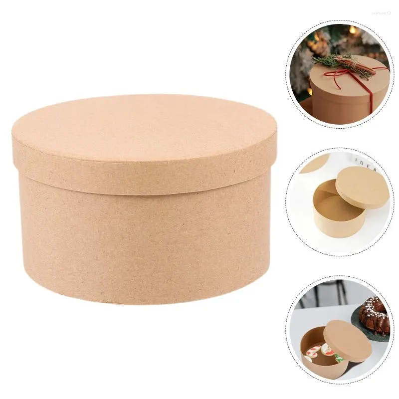 Present Wrap Diy Kraft Paper Box Cupcake Boxes Wrapping For Presents Dessert Containrar med lock runt Floral