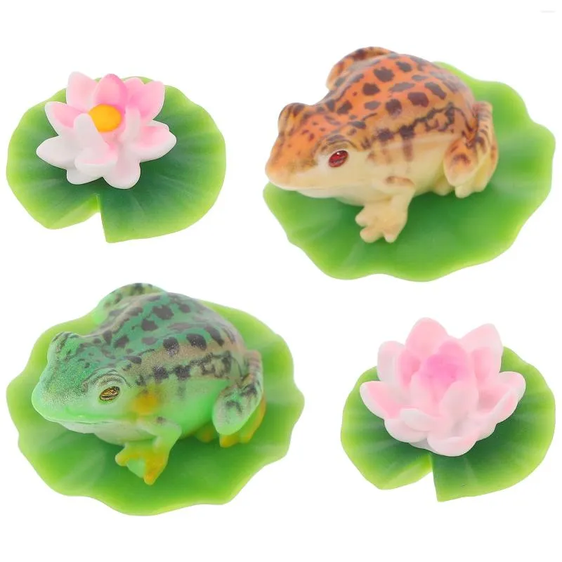 Garden Decorations Small Landscape Ornaments Grass Frog Decor Flowerpot Adorable Lotus Cute Lovely Statue Mini Figurines Pots