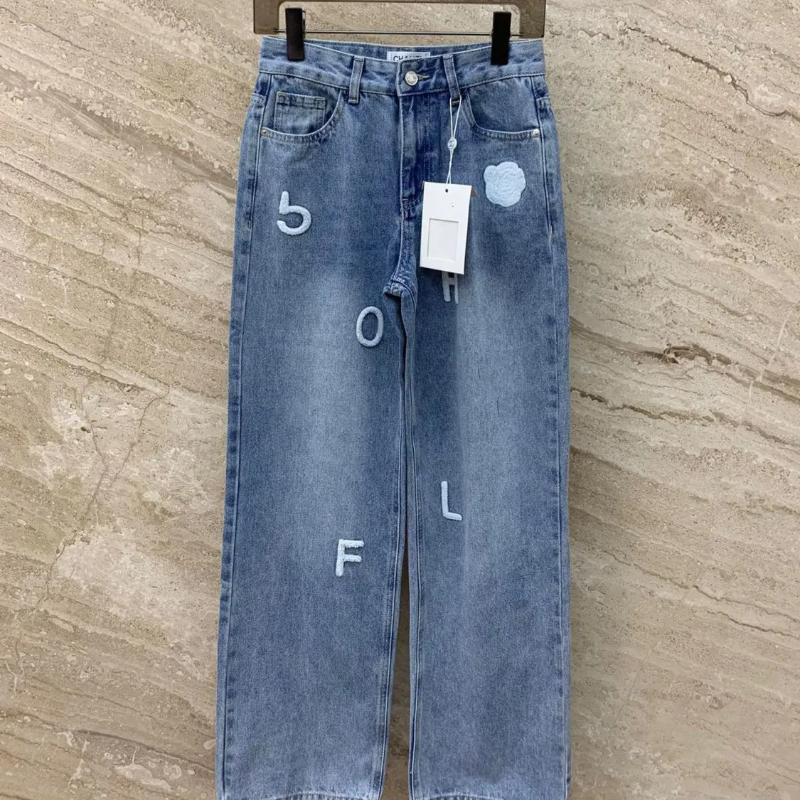 Jeans Womens Designer undefined Trousers Women pants Pear Shaped Figure Petite Embroidered Letters High Waist Straight Jeans American High Street