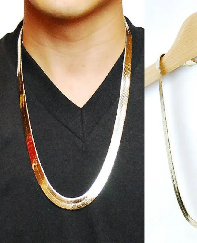 Golden Chain Boutique 1cm Flat /Dragon Bone Retro Copper Hip Hop Herringbone Chain Necklace Metal Women Men Jewelry ps04439772678