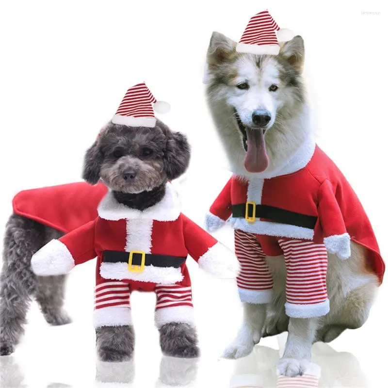 ملابس الكلاب الحيوانات الأليفة عيد الميلاد ملابس سانتا كلوز زي الشتاء دافئ جرو الملابس معطف معطف السترة بدلة تأثيري لحفلة عيد الميلاد القط
