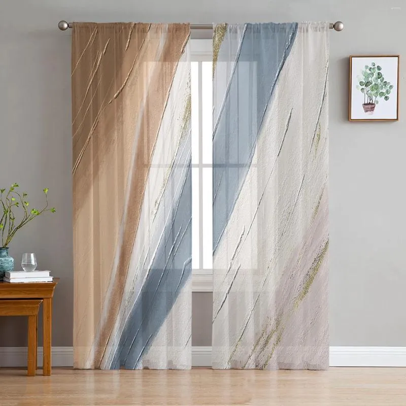 Curtain Gradient Texture Tulle In Sheer Curtains For Living Room Bedroom Kitchen Window Treatment Chiffon Blinds