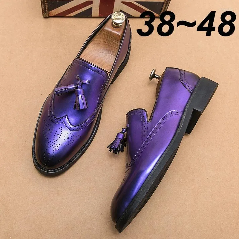 Casual Shoes Size38-48 Mens Leather Italy Designer Office Black Tassel Loafers Moccasins Wedding Dress Man for Men