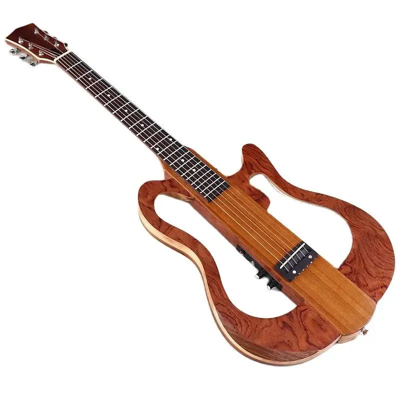 Cavi silenzio chitarra acustica con staffa 6 corda piena canada mapero corpo un lato può piegare chitarra silenziosa folk