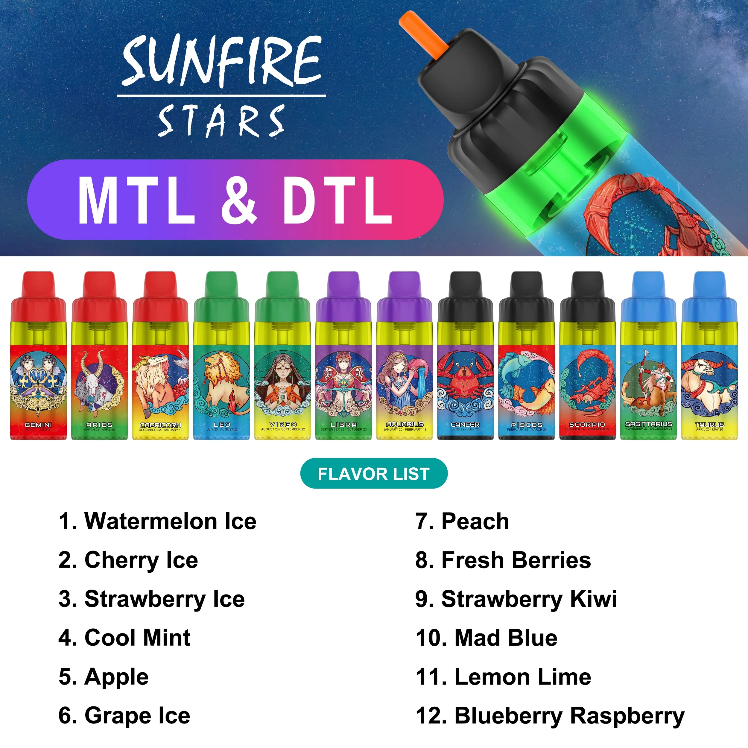 Sunfire 20000 Puffs Vape Pen Puff 20000 20K 18K 15K DRYTOWANE PIERANY Desechable E Vapers Desechables Rm Waporyzator ładowarki siatkowe coida hakah shisha vape pióro