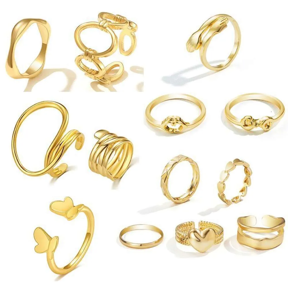 Novas jóias elegantes e elegantes, anel de borboleta simples, gesto de abraço torcido criativo, anel aberto