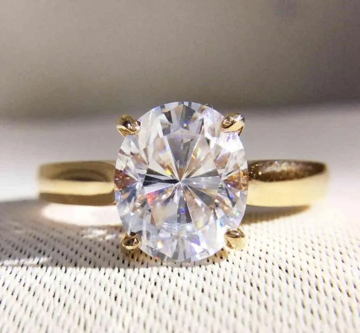 Gorgeous 1 Carat ct DF Color Lab Grown Oval Moissanite Diamond Solitaire Engagement Wedding Ring 14K 585 Yellow Gold1067517