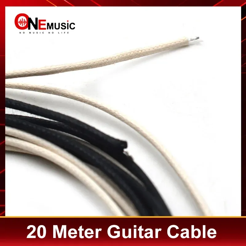 Gitarr 20 meter Vintagestyle Guitar Wire Waxed Covered Presenterad 7strand Pushback Guitar Parts Instrument Cable (10white/10Black)