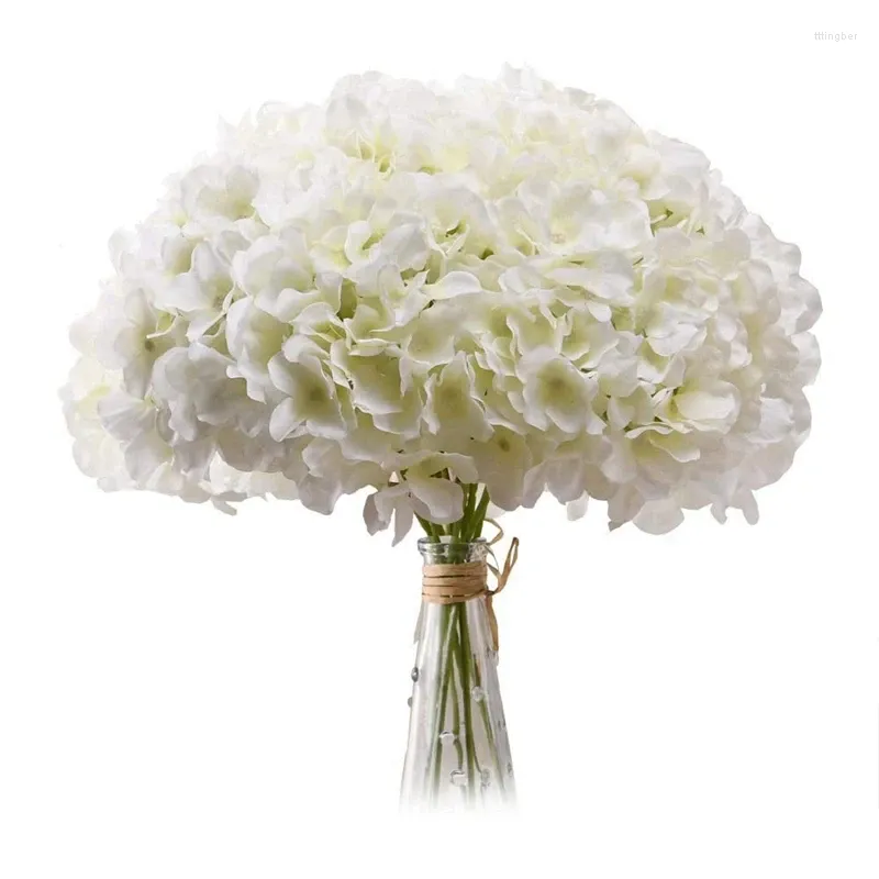 Fleurs décoratives AT35 Hortengea Silk Heads Pack de 20 artificiels complets avec des tiges pour le mariage