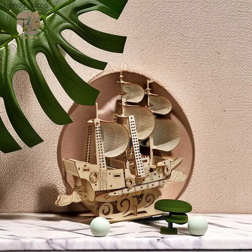 3DパズルTADA 3D木製パズルおもちゃ海洋ヨット船アセンブリギフトお子様大人の機械的クリエイティブ3DモデルビルディングブロックキットY240415