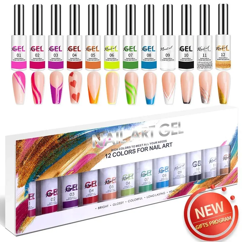 Nail Art Gel Polish Kit Soak Off UV/LED Semi Permanent Varnish Gel Nail Polish Lacquer Salon Painting Designs