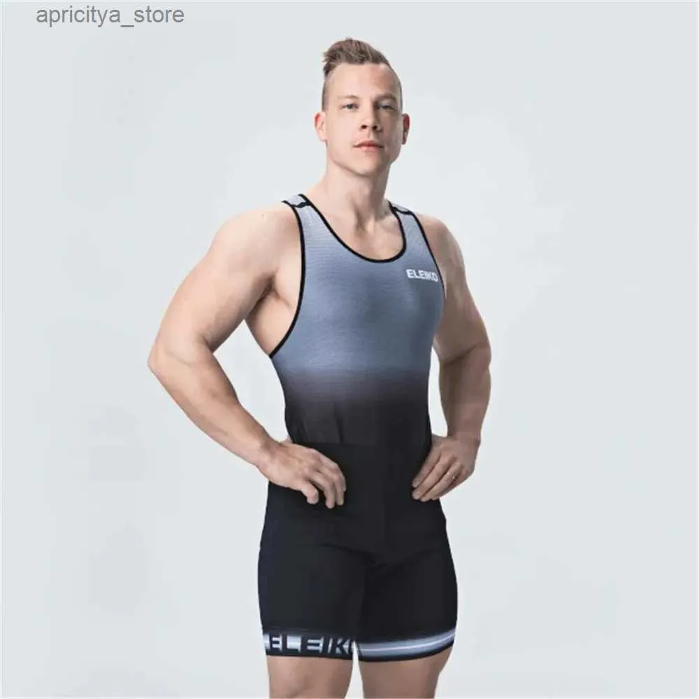 Cycling Jersey Sets Men Powerlift Suspenders Pak Wrestling Singts Skinsuit Bodysuit Swimwear Gym Sport Fitness Clothing Run SpeedSuit panty L48