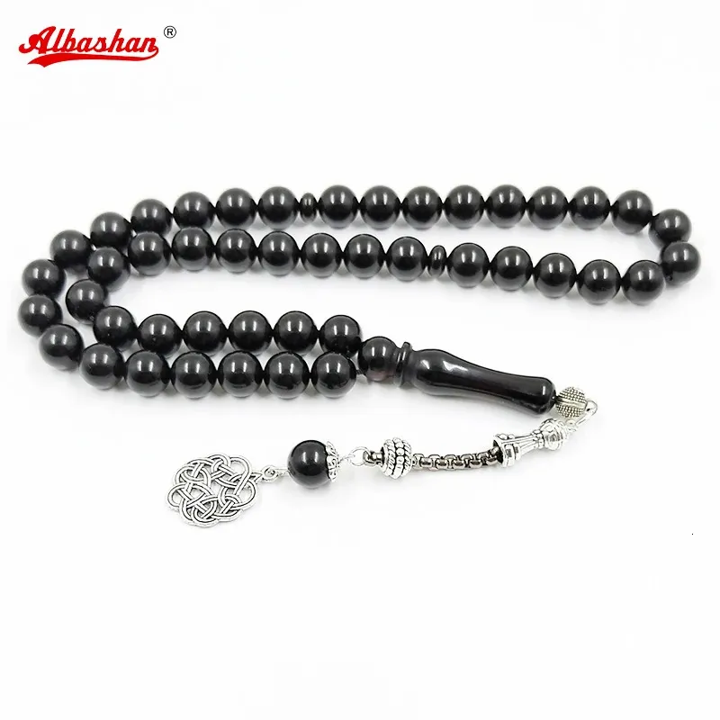 Tasbih Schwarzfarbe Harz Ramadan Geschenk Muslimer Männer Armband Rosenperlen Arabischer Schmuck Misbaha 240412