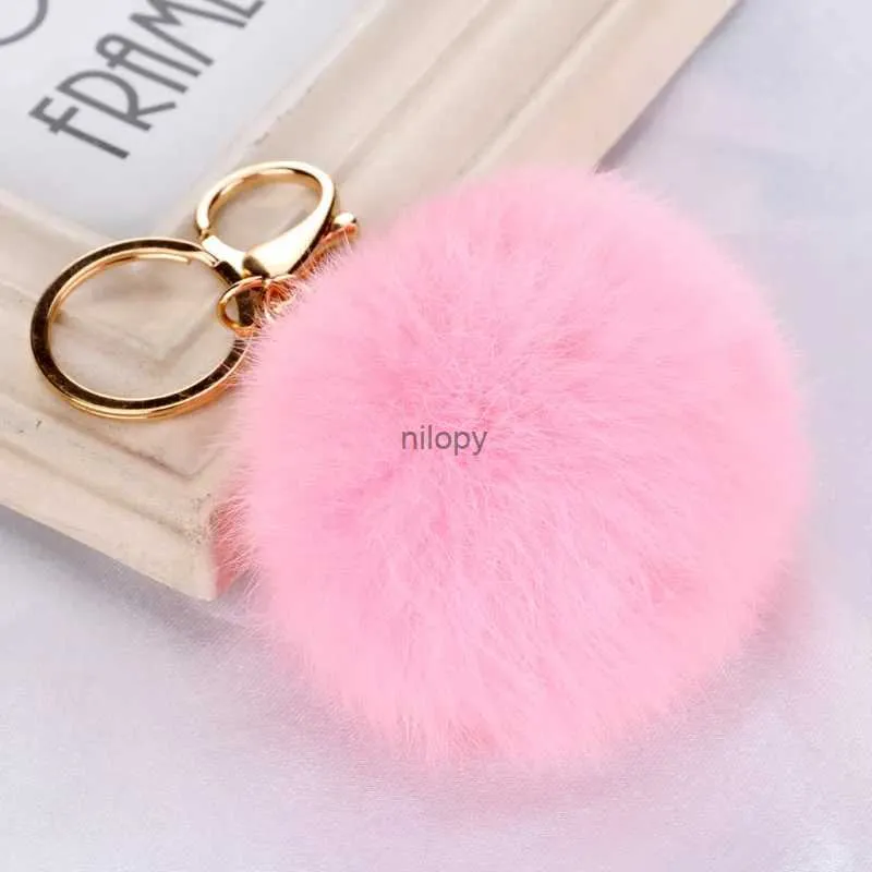 Keychains lanyards zachte kunstmatige konijn fur sleutelhanger pluche ball sleutelring schattige pom tas charme voor vrouwen meisjes porte clef pompon de vierrure