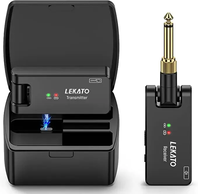 Guitar Lekato Wireless Guitar System Guitar Wireless Transmitter Receiver 2.4ghz Rechargeable Wireless Audio System (ws100)