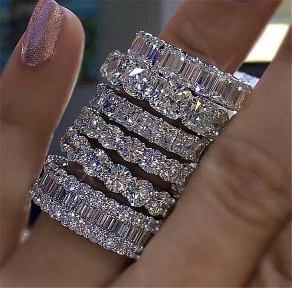 Vecalon 6 -Stil -Eternität Promise Ring Diamond Stone 925 Sterling Silber Engagement Ehering Band Ringe für Frauen Männer Schmuck 9 T26128655