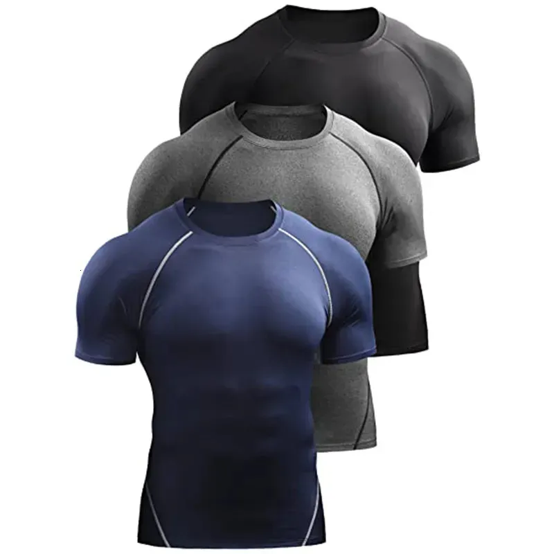 Compression T Shirt Men Summer Sportswear Running T-Shirt Elastic Quick Dry Sport Tops Tee Athletic Gym Workout Shirts Men 240415