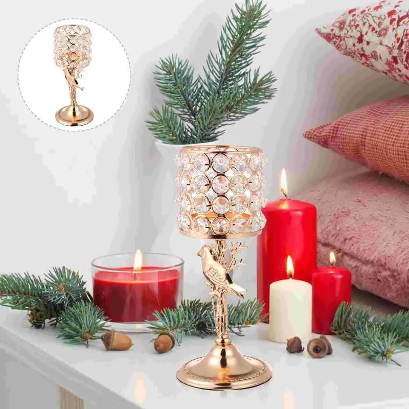 Candele decorazioni metalliche decorazioni per caffè decorazioni di tealight supporto di strass cristallini uccelli natalizi