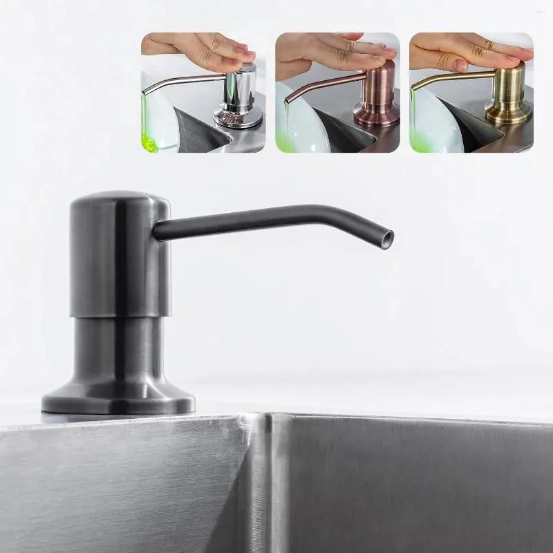 Flytande tvåldispenser 500 ml Gunmetal Kitchen diskbänk tvättmedel badrum rostfritt stål huvudpump