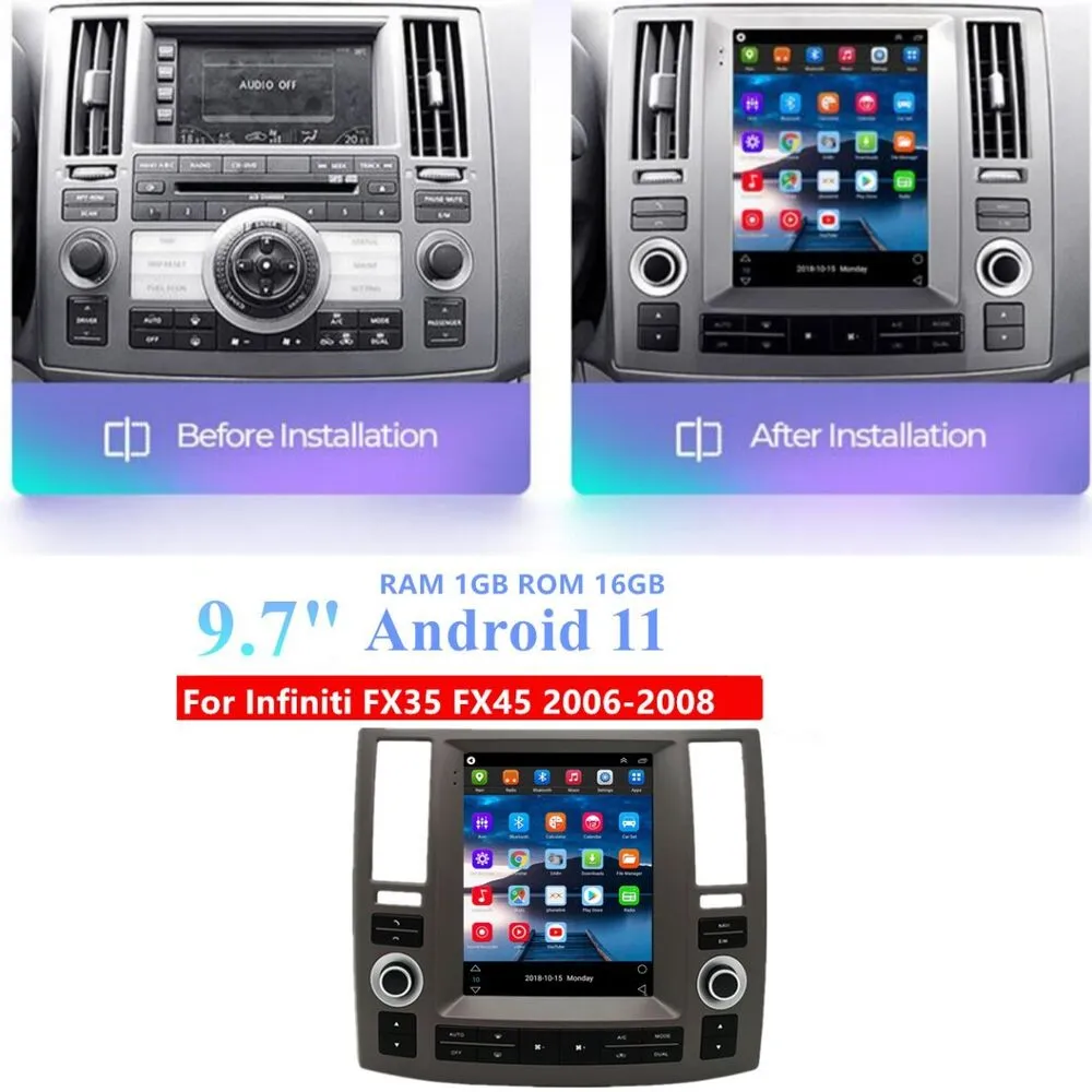 9.7''Anandroid 11 Car Stereo Radio GPS WiFi Navi FM voor Infiniti FX35 FX45 2006-08 GPS